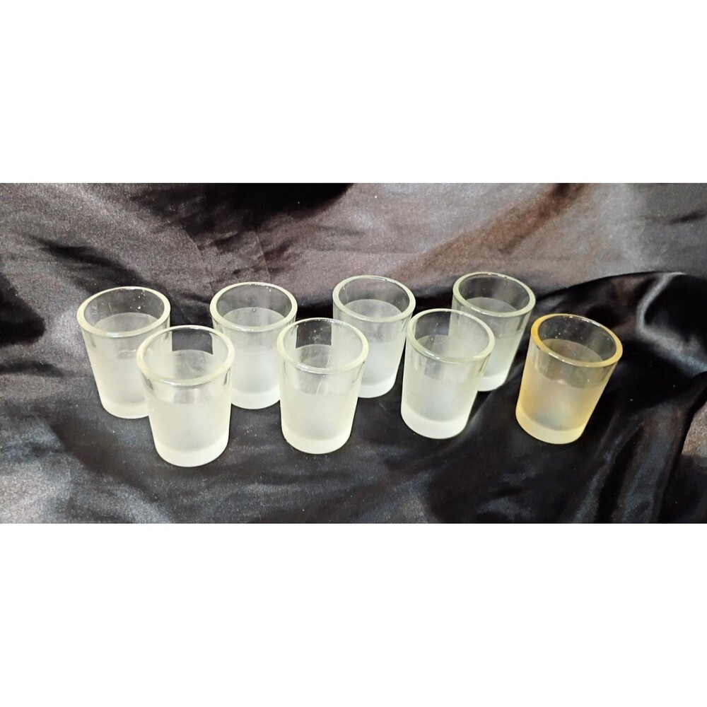 Lot Of 8 Vintage Frosted Shot Glasses